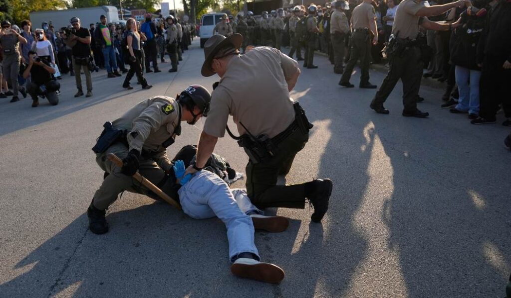 U.S. National Guard troops on standby amid described civil unrest and border security operations.